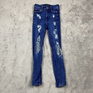 Aeropostale Jeans Womens Size 000 Reg Blue Dark Wash Super High‎ Waisted Jegging